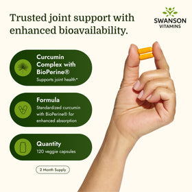 Swanson Complexe de Curcuma 120 Capsules Végétales - étiquette détaillée
