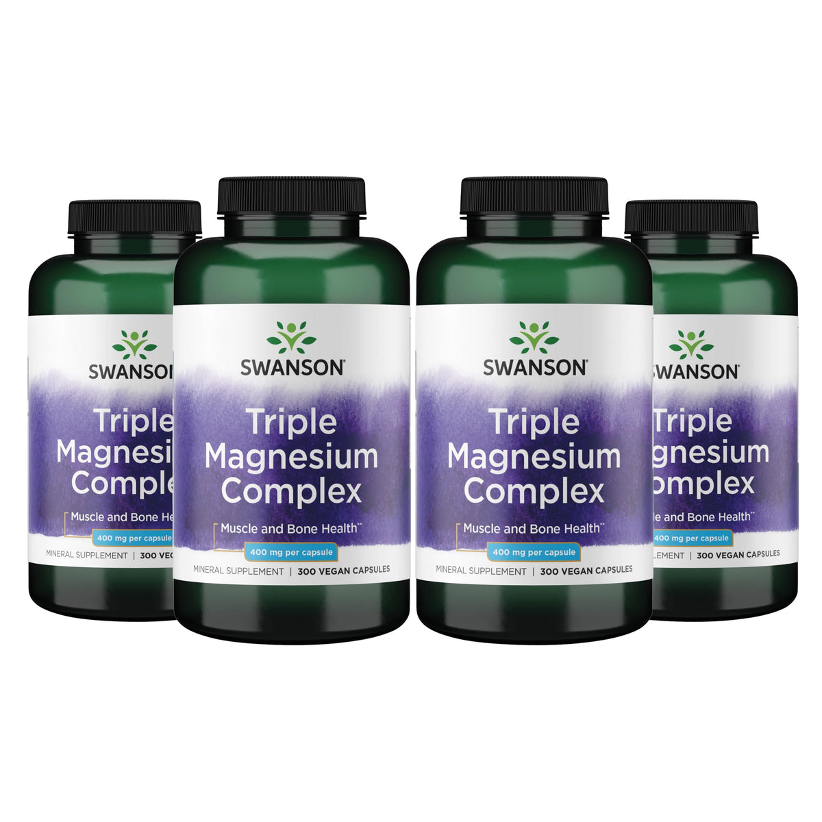 Swanson Complexe de Magnésium Triple 400 mg 300 Capsules Végétales, vue de l'avant