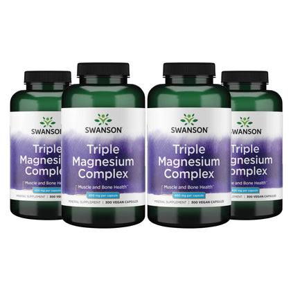 Swanson Complexe de Magnésium Triple 400 mg 300 Capsules Végétales, vue de l'avant