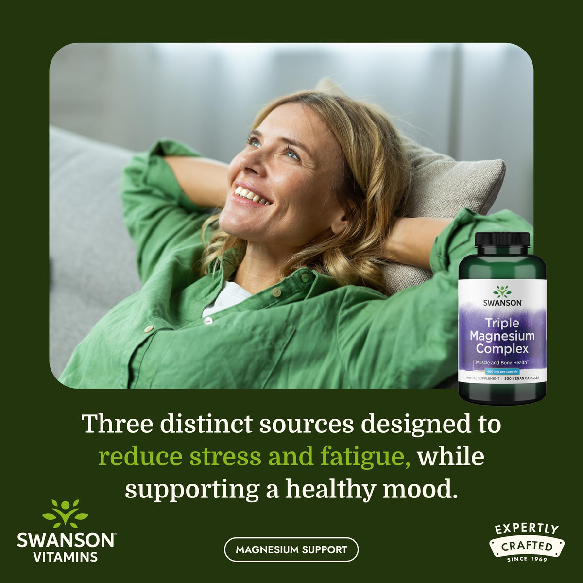 Swanson complexe de magnésium triple 400 mg dos de l'emballage