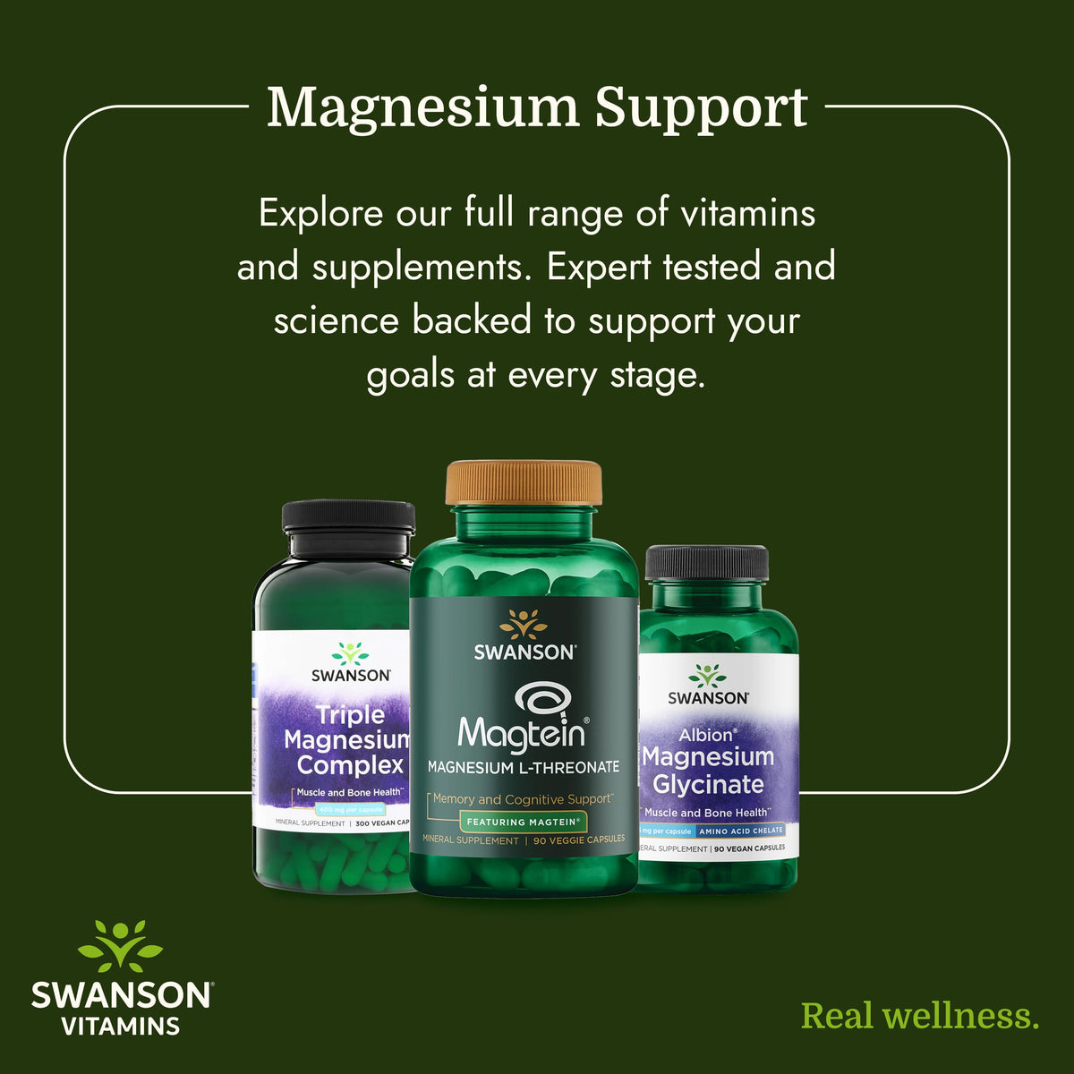 Swanson Complexe de Magnésium Triple 400 mg, flacon ouvert avec gélules