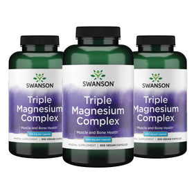 Swanson complexe de magnésium triple 400 mg vue avant avec capsules végétales