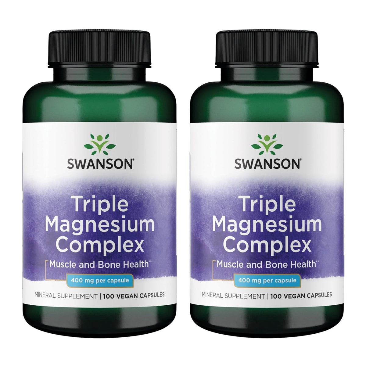 Swanson Complexe de Magnésium Triple 400 mg, vue avant du flacon