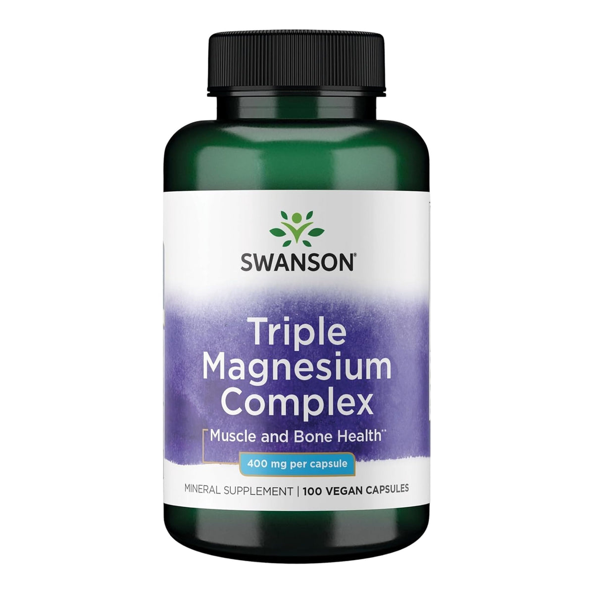 Swanson Complexe de Magnésium Triple 400mg 100 Capsules - vue avant