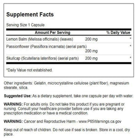 Swanson complexe de mélisse et fleurs de bach 180 capsules côté