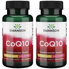 Swanson CoQ10 120mg 100 Capsules vue avant avec étiquette de dosage