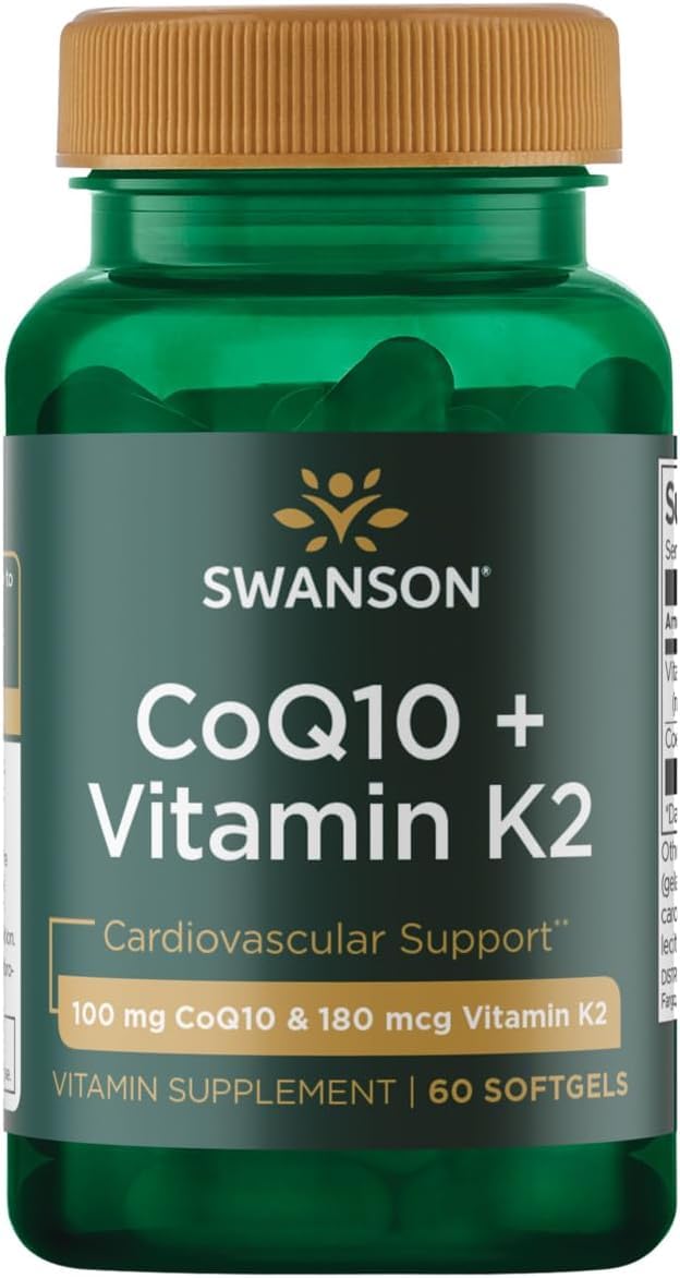 Swanson CoQ10 60 mg avec Vitamine K2, boîte de 60 gélules