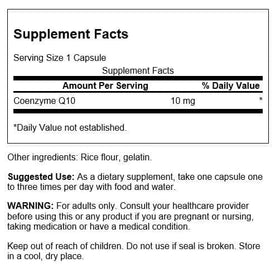 Swanson CoQ10 Mini Cap 10 mg, capsules sur fond blanc