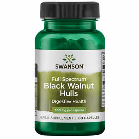 Swanson Coques de Noix Noires 500 mg 60 Capsules avant
