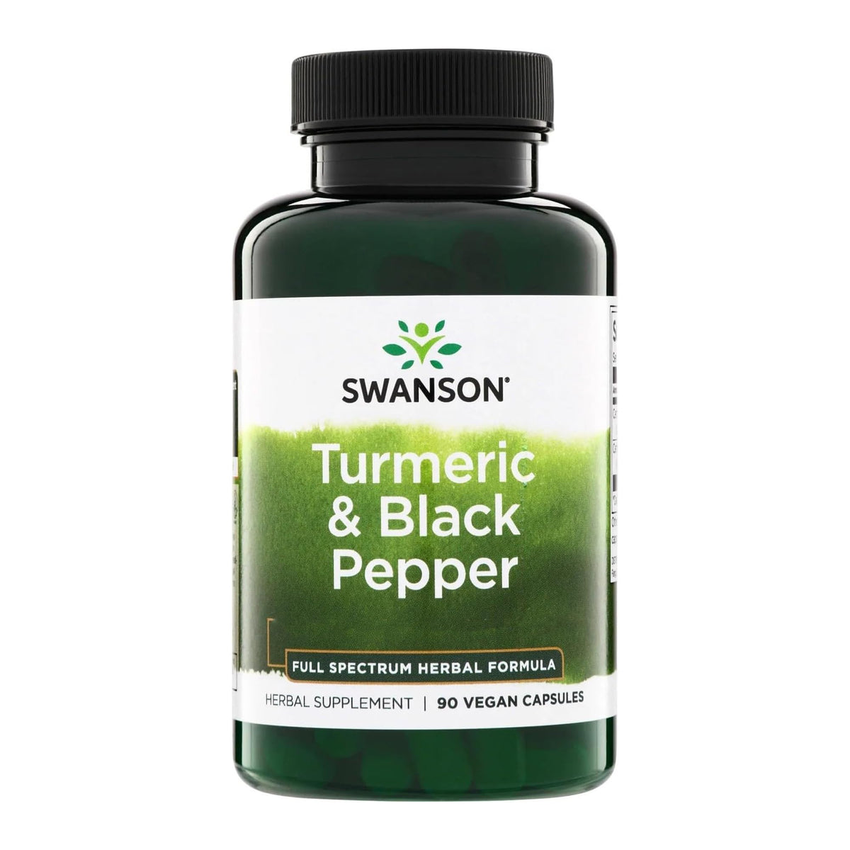 Swanson Curcuma & Poivre Noir 90 capsules végétaliennes, vue de face