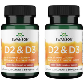 Swanson D2 et D3 60 capsules végétales vue de face