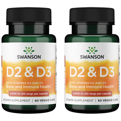 Swanson D2 et D3 60 capsules végétales vue de face
