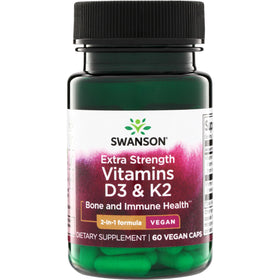 Swanson D3 & K2 Combiné 5000 IU 100 mcg 60 gélules - vue de face