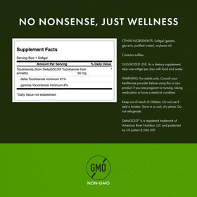Swanson Deltagold Tocotrienols 50 mg gélules molles arrière