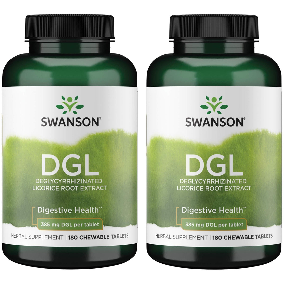 Swanson DGL Réglisse 385 mg 180 comprimés à mâcher, emballage avant