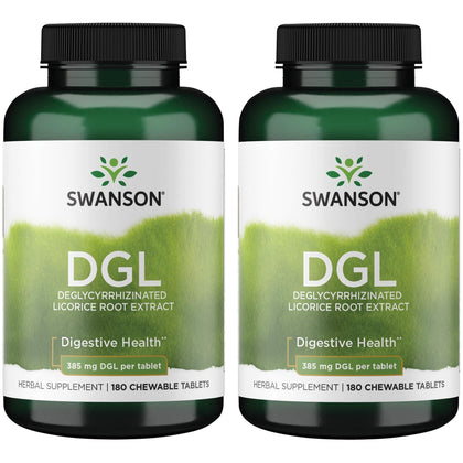 Swanson DGL Réglisse 385 mg 180 comprimés à mâcher, emballage avant