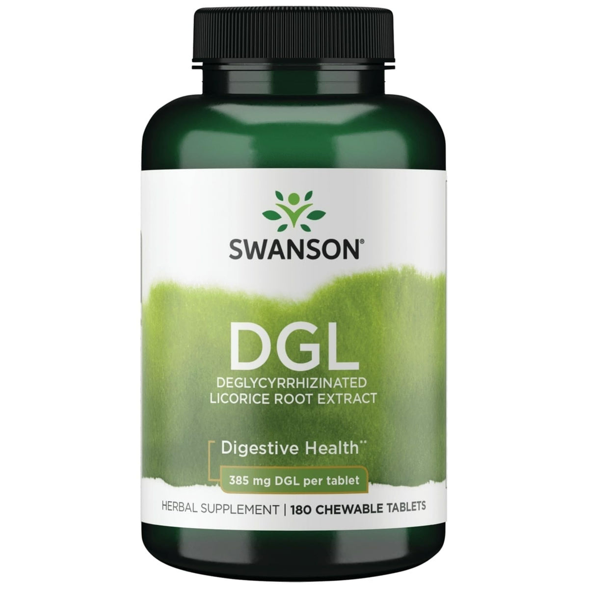 Swanson DGL Réglisse 385 mg comprimés à mâcher, vue de face