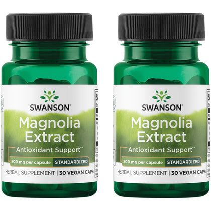 Swanson Écorce de Magnolia 200 mg, 30 capsules végétales, vue de face
