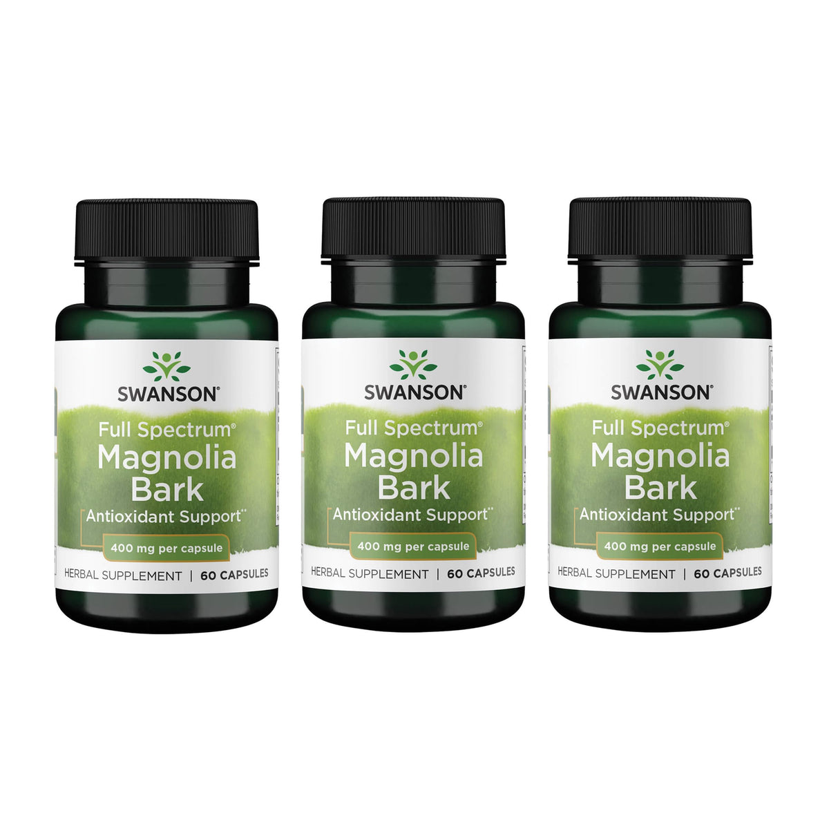 Swanson Écorce de Magnolia 400 mg, 60 capsules, vue de face