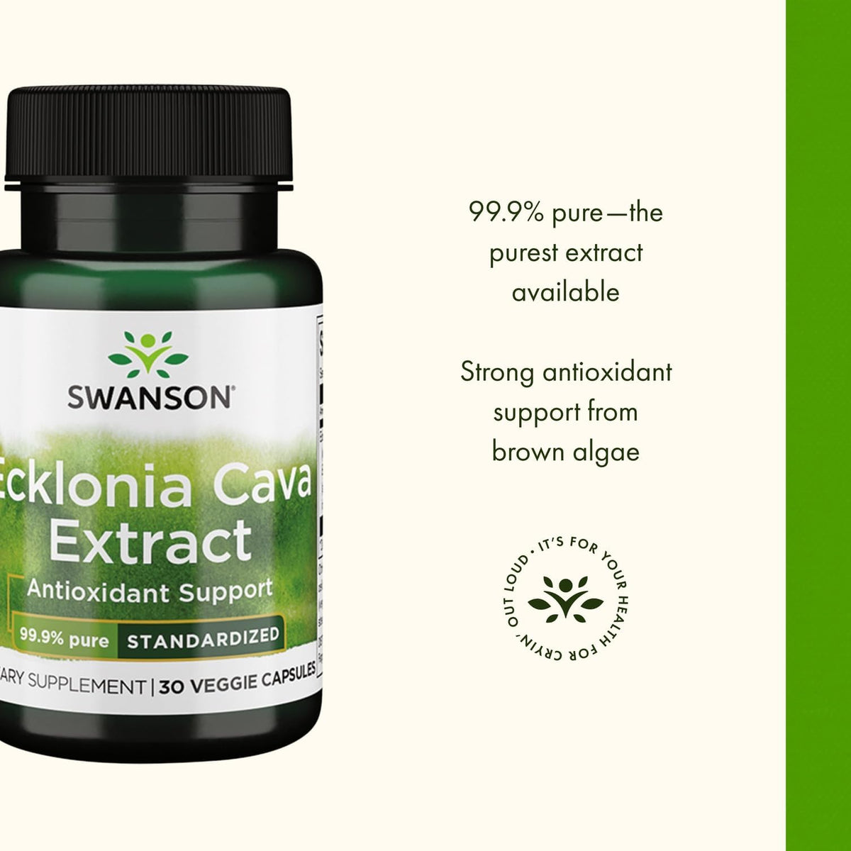 Swanson Extrait d'Ecklonia Cava 30 capsules végétales avec arrière-plan naturel