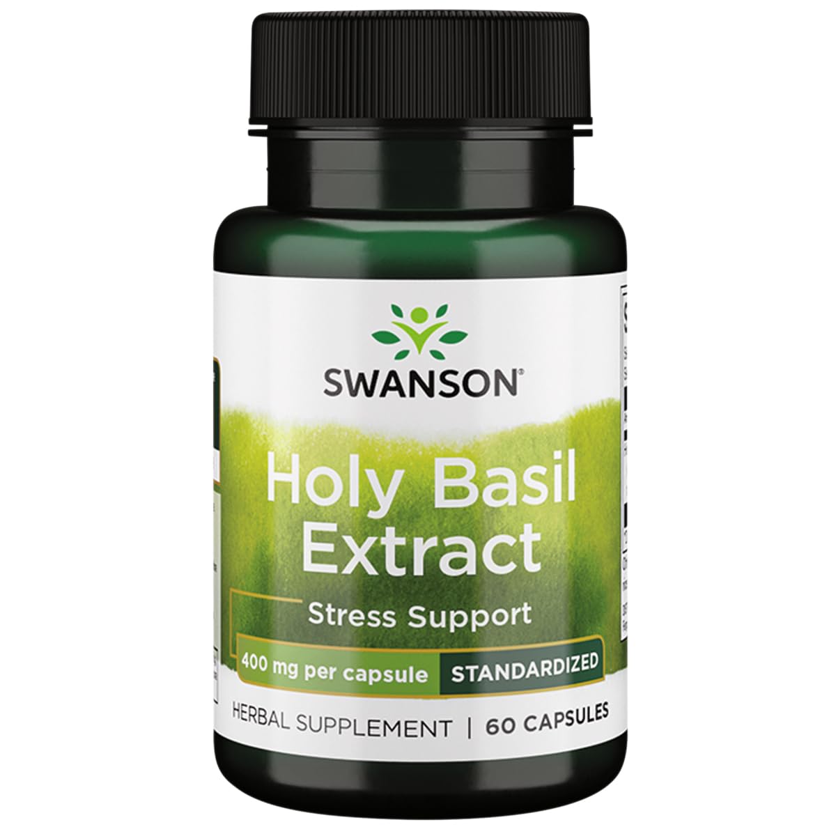 Swanson extrait de basilic sacré Tulsi 400 mg, 60 capsules, vue de face