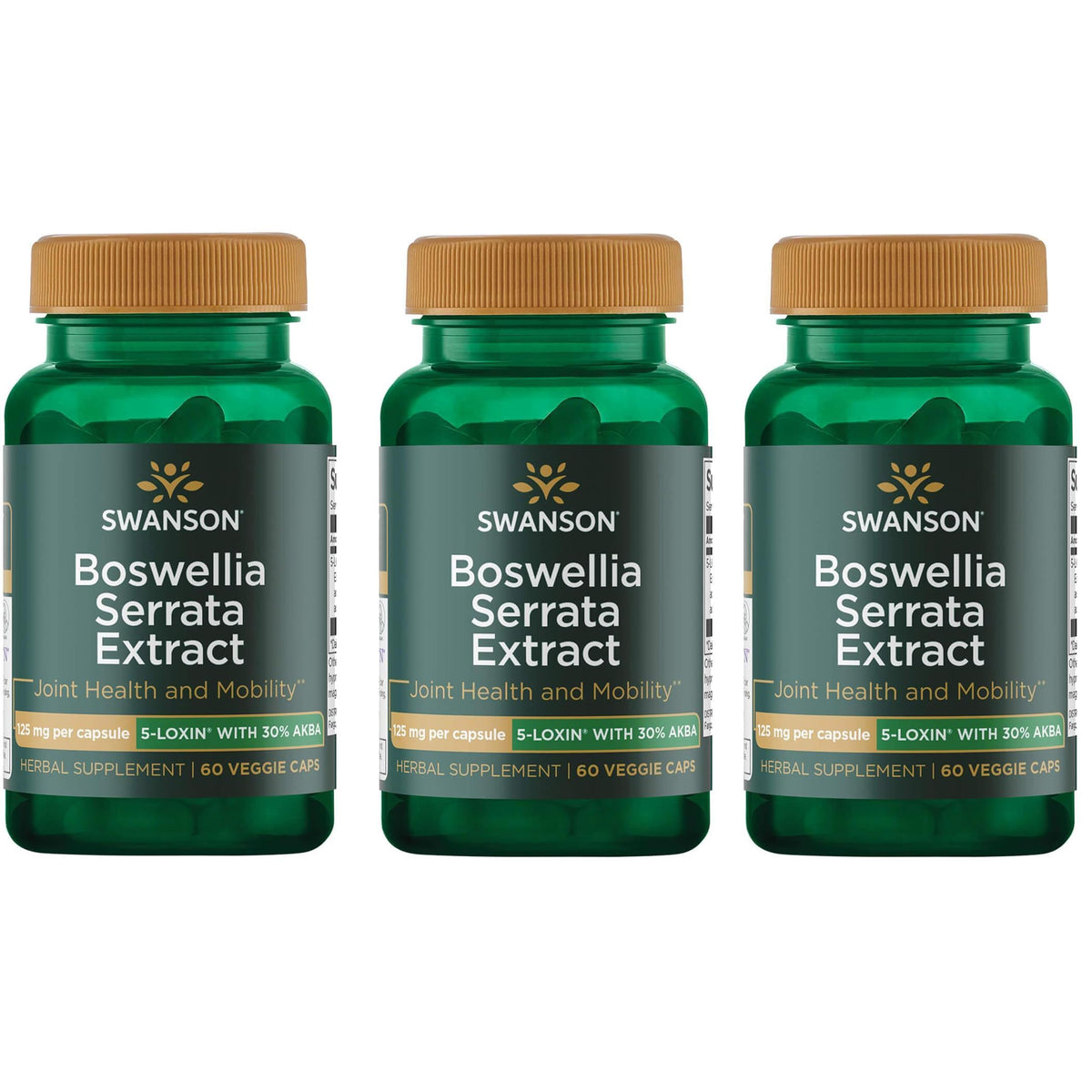 Swanson Extrait de Boswellia Serrata 125 mg, 60 capsules végétales, vue de face