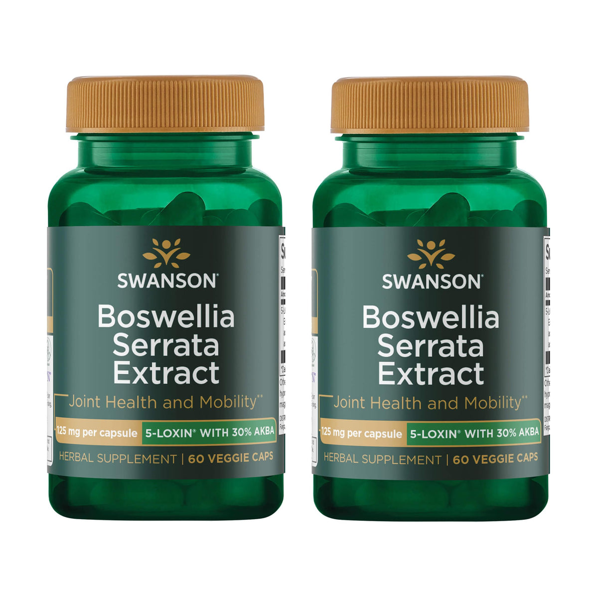 Swanson Extrait de Boswellia Serrata 125 mg, 60 Capsules Végétales - vue de face