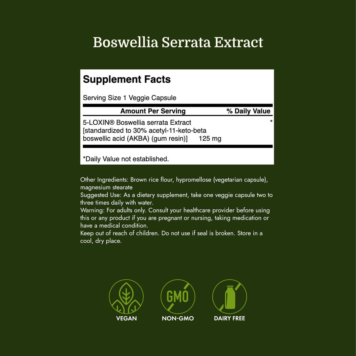 Swanson Extrait de Boswellia Serrata 125 mg, prise de capsules