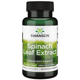 Swanson Extrait de Feuille d'Épinard 650 mg vue avant avec capsules végétales