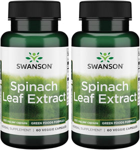 Swanson Extrait de Feuille d'Épinard 650mg, vue avant du flacon