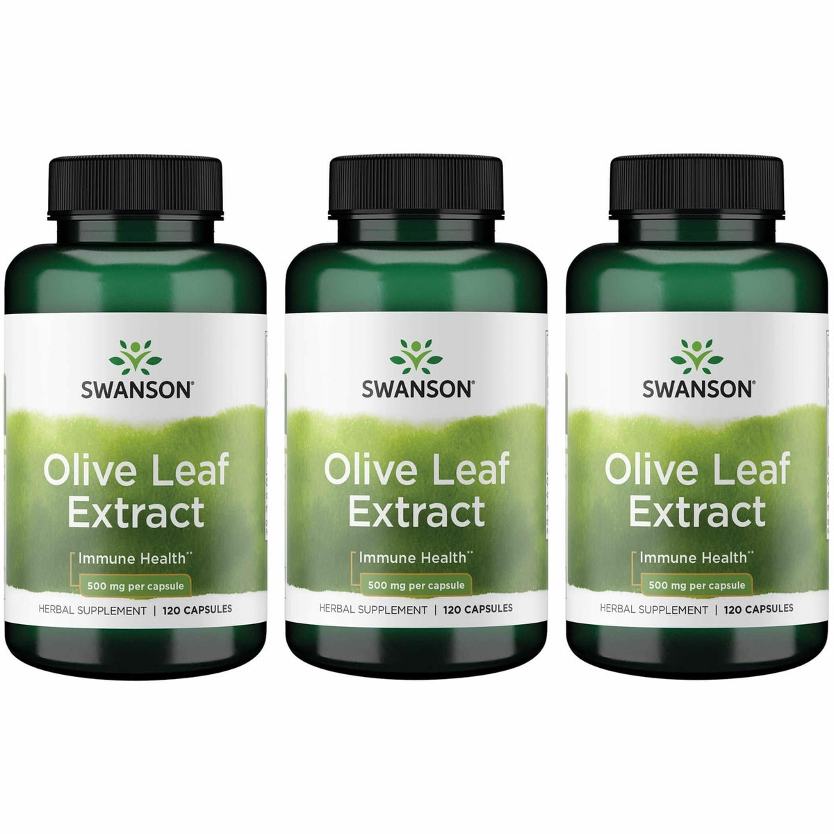 Swanson Extrait de Feuille d'Olivier 500 mg 120 Capsules - Vue avant