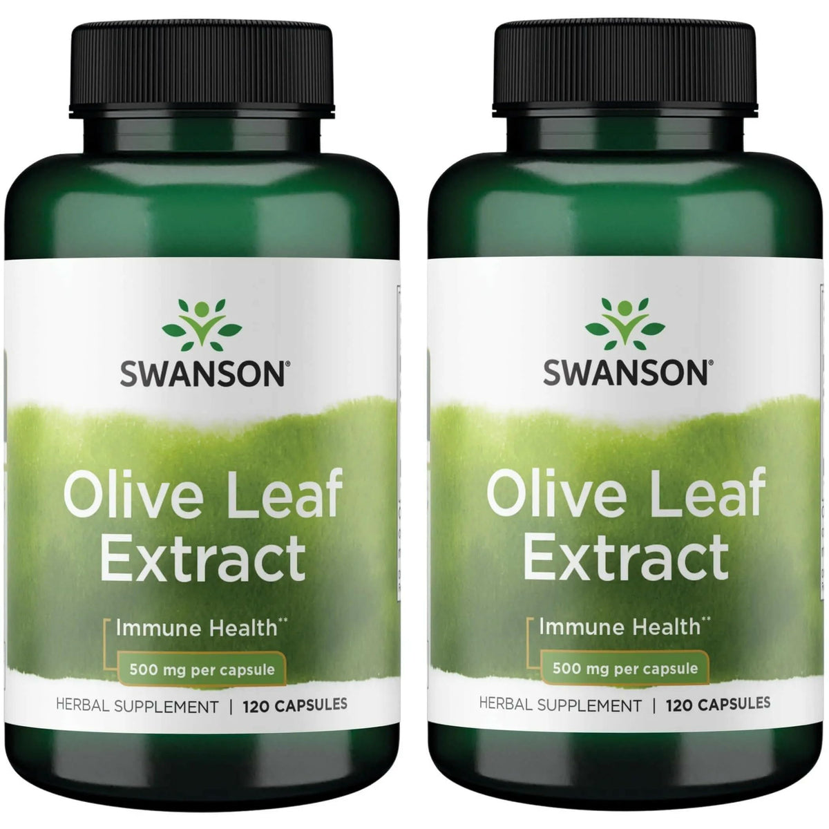 Swanson Extrait de Feuille d'Olivier 500 mg 120 capsules vue de face