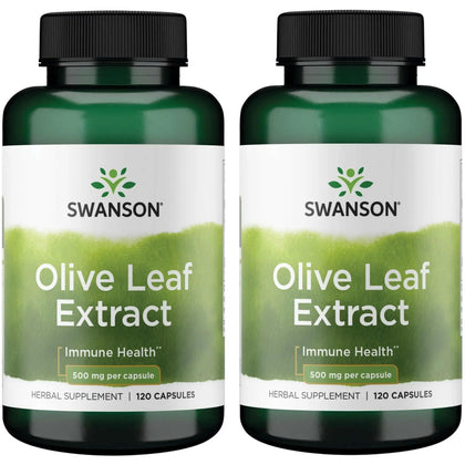 Swanson Extrait de Feuille d'Olivier 500 mg 120 capsules vue de face