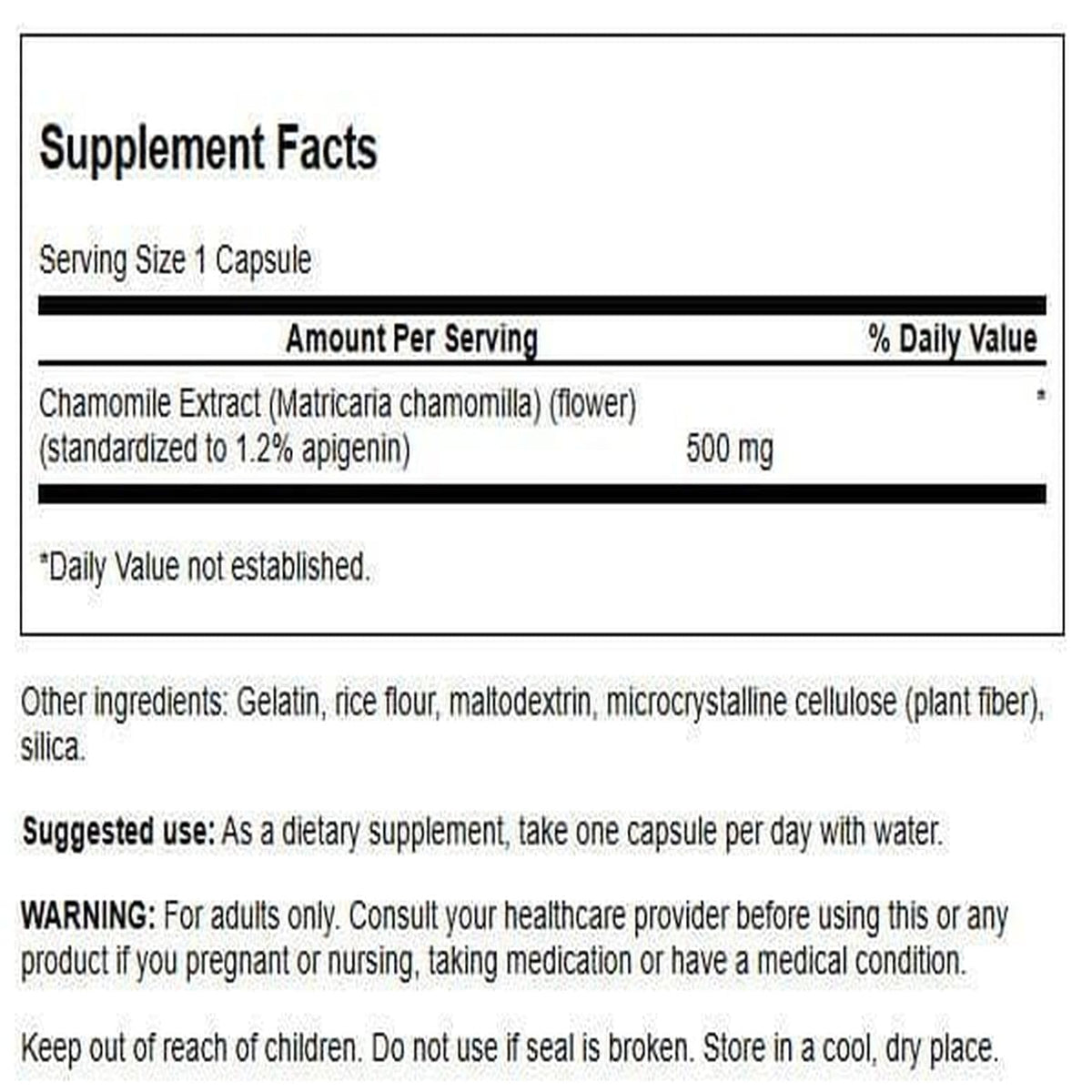 Swanson Extrait de Fleur de Camomille 500 mg capsules