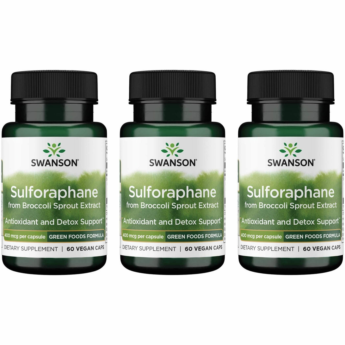 Swanson Extrait de Germes de Brocoli Sulforaphane 60 Capsules Végétales vue de face