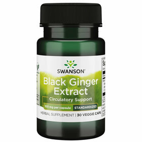 Swanson Extrait de Gingembre Noir 100mg capsules végétales devant l'emballage
