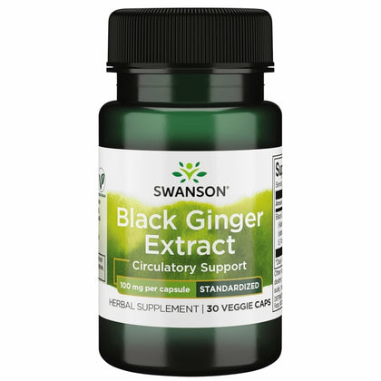 Swanson Extrait de Gingembre Noir 100mg capsules végétales devant l'emballage