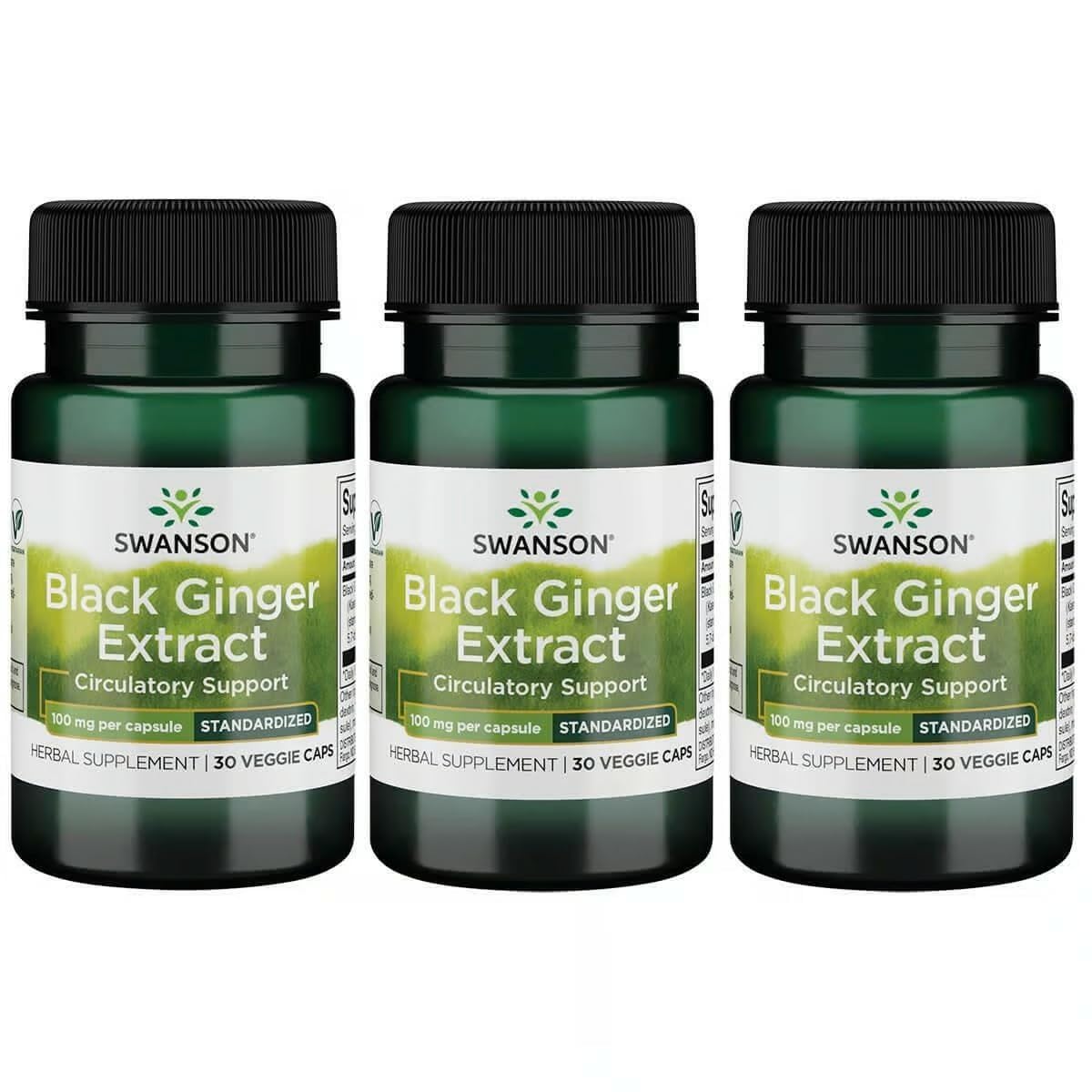 Swanson Extrait de Gingembre Noir 30 capsules végétales vue de face