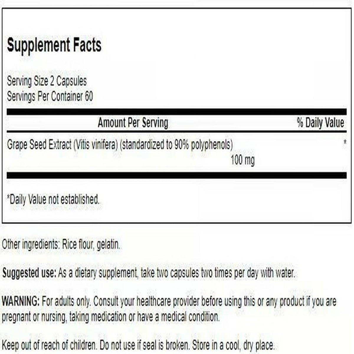 Swanson Extrait de Graines de Raisin 120 gélules emballage