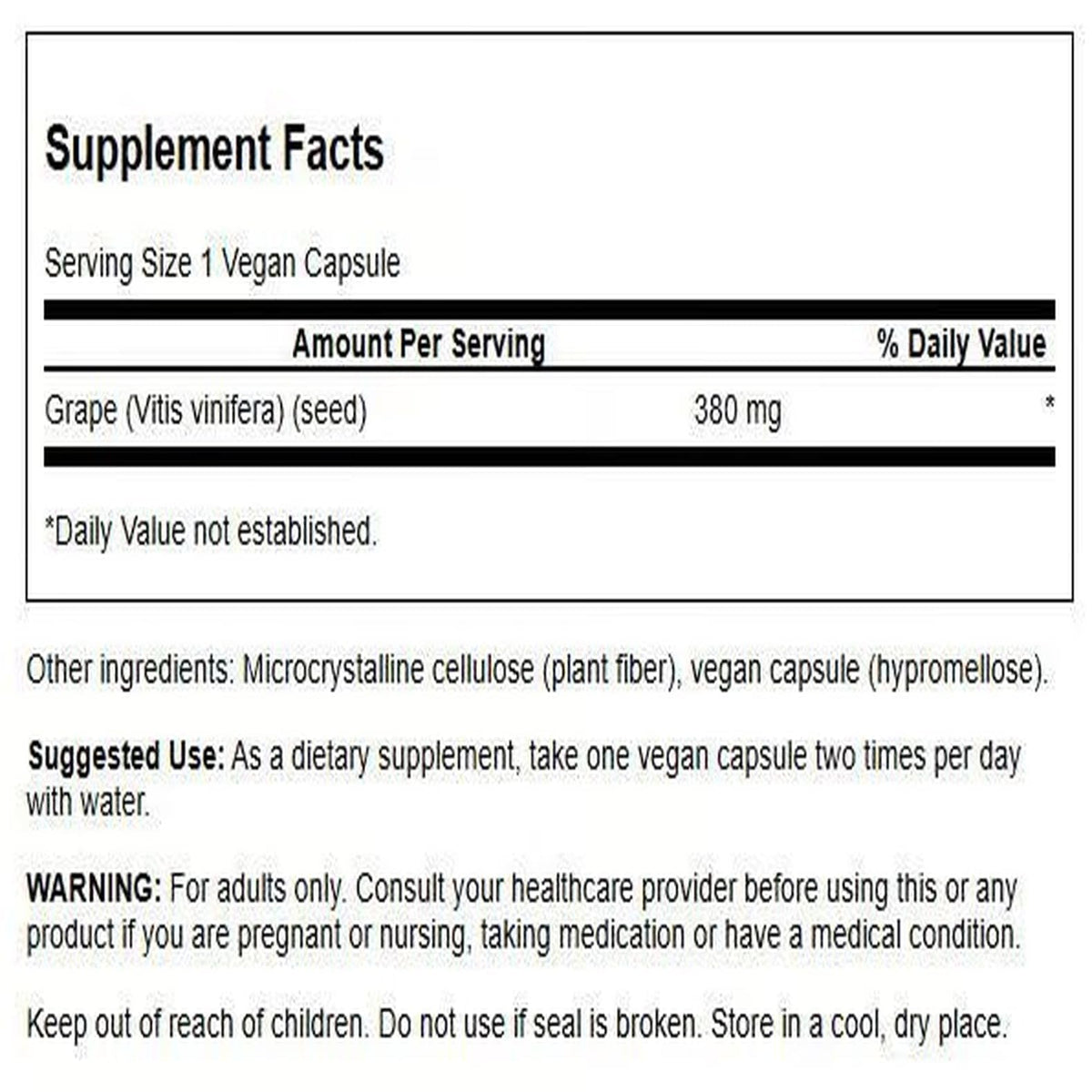 Swanson Extrait de Pépin de Raisin 380 mg capsules sur une surface