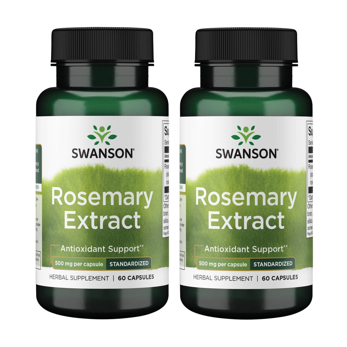 Swanson Extrait de Romarin 500 mg, 60 gélules en emballage avant