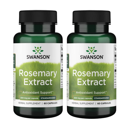 Swanson Extrait de Romarin 500 mg, 60 gélules en emballage avant