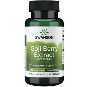 Swanson Extrait Standardisé de Baie de Goji 500 mg en capsules, vue avant