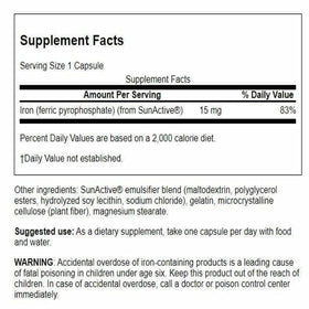 Swanson Fer Non-Irritant 15 mg 90 Capsules - Détails des capsules