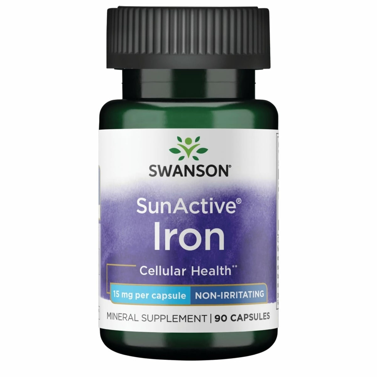 Swanson Fer Non-Irritant 15 mg 90 Capsules - Vue avant du produit