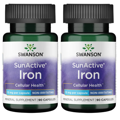 Swanson Fer Non-Irritant 15 mg 90 capsules vue de face