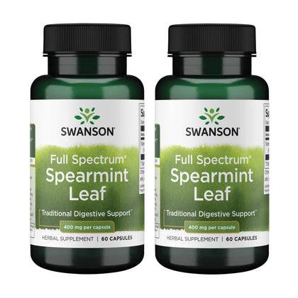 Swanson Feuille de Menthe Verte 400 mg, 60 capsules, vue de face