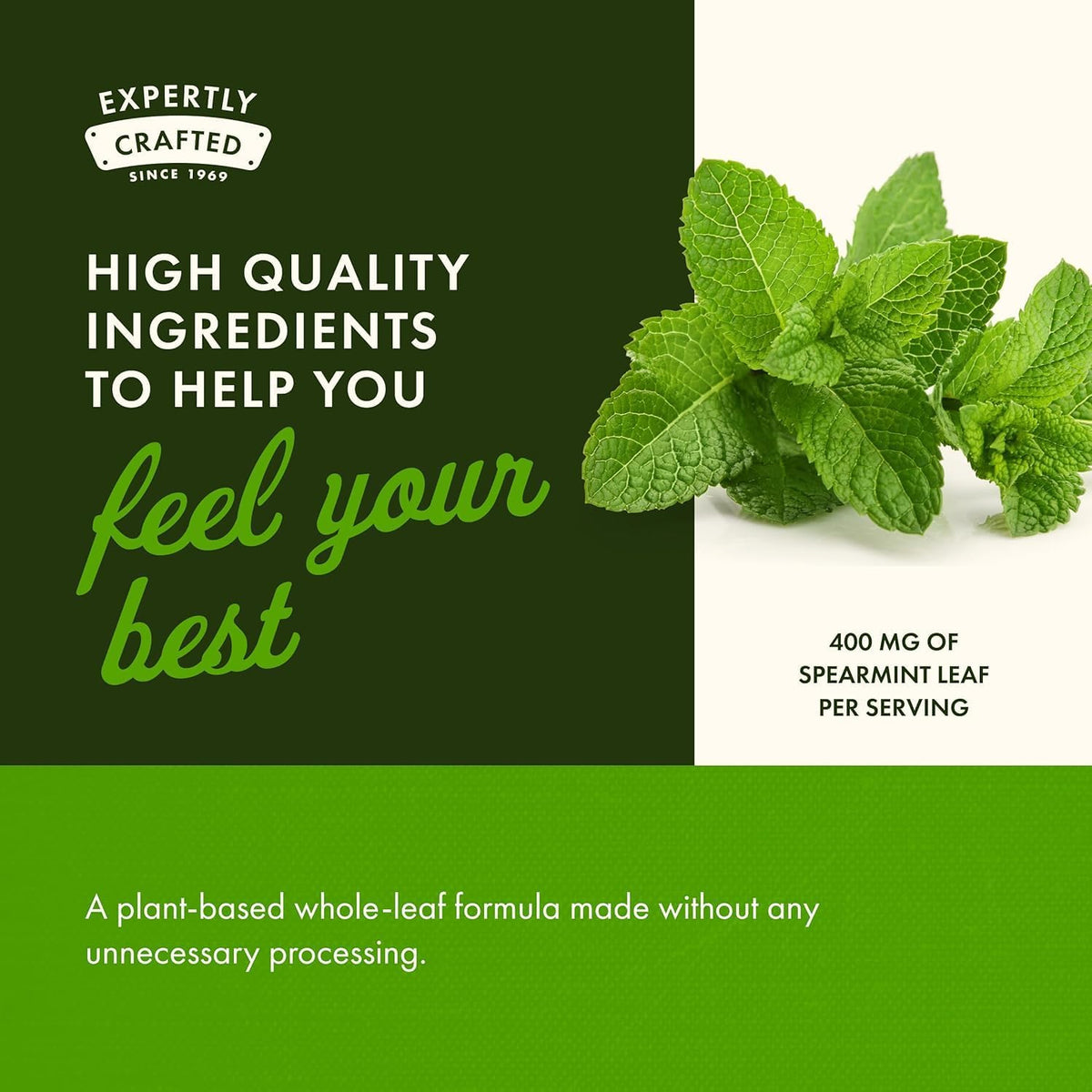 Swanson Feuille de Menthe Verte, capsules dans un bol