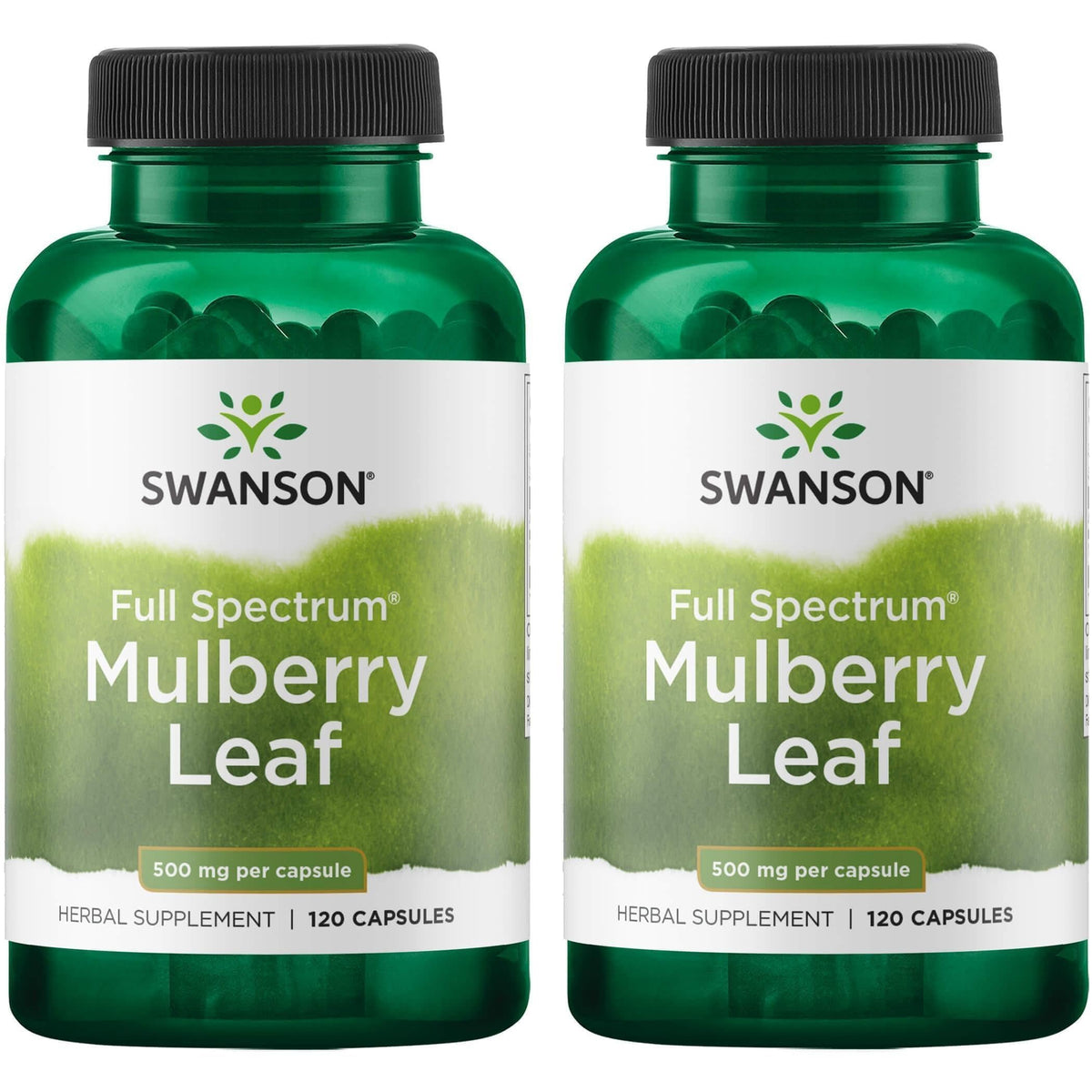 Swanson Feuille de Mûrier 500 mg, 120 capsules, vue avant de l'emballage