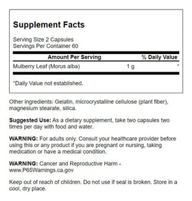 Swanson Feuille de Mûrier 500 mg, capsules à l'intérieur du flacon